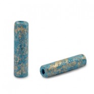 DQ Griechische Keramik Perle Gold spot Tube 20x5mm Ocean blue
